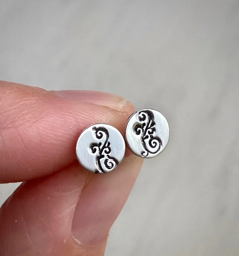 Stoned & Stamped Stud Earrings