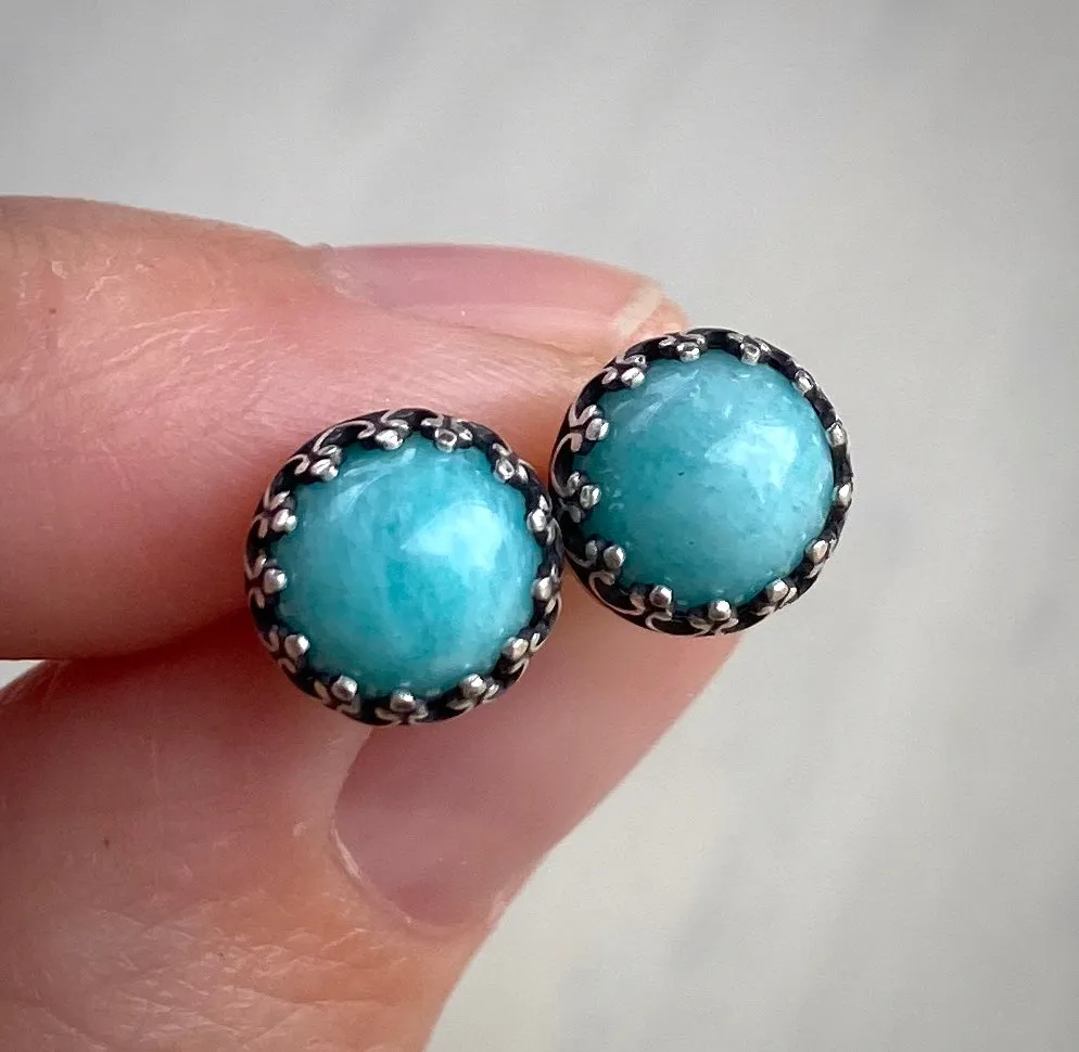 Stoned & Stamped Stud Earrings