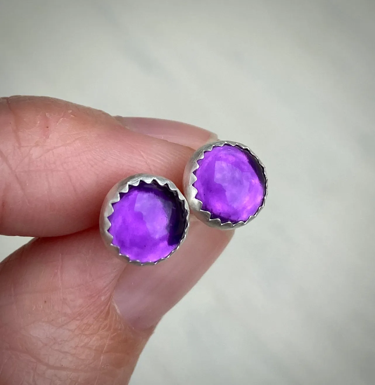 Stoned & Stamped Stud Earrings