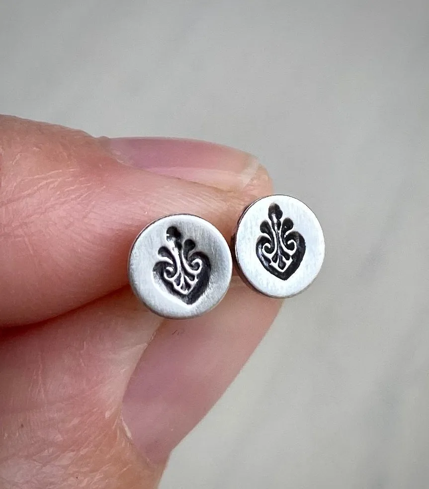 Stoned & Stamped Stud Earrings