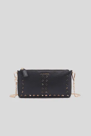 Studs Candice Double Wallet Tumbled Leather - Black
