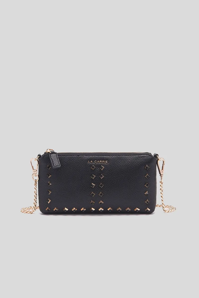 Studs Candice Double Wallet Tumbled Leather - Black