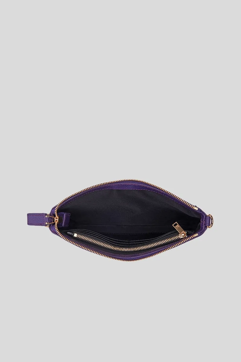 Studs Candice Double Wallet Tumbled Leather - Dark Violet
