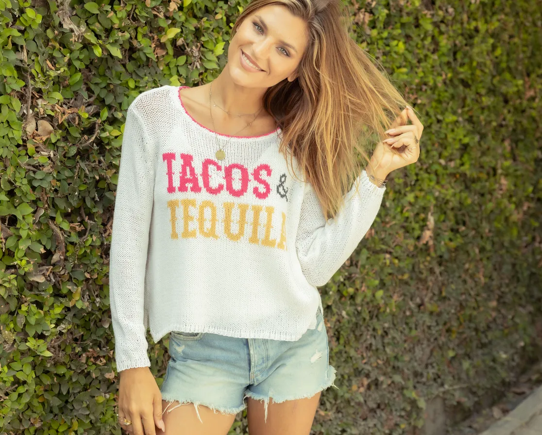 Tacos & Tequila Crop Crew Sweater