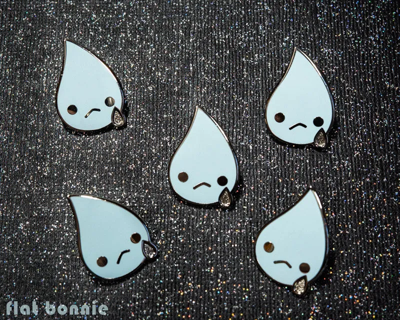 Teardrop enamel pin - Kawaii tears jacket pin - Ugly cry cloisonné lapel pin