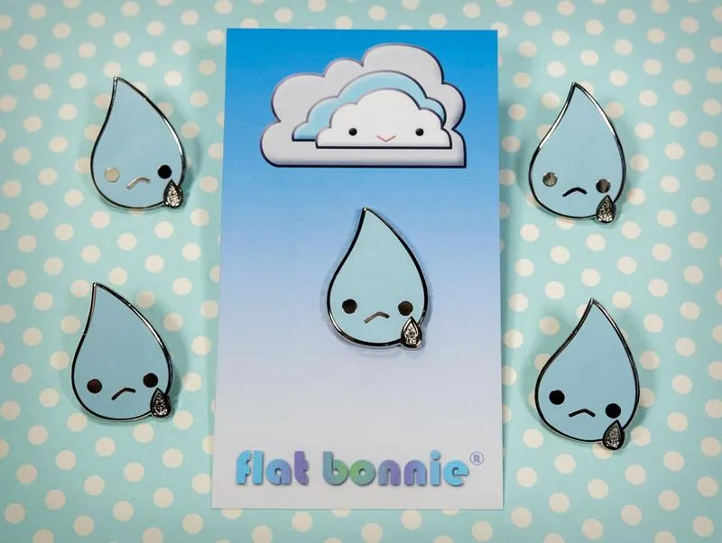 Teardrop enamel pin - Kawaii tears jacket pin - Ugly cry cloisonné lapel pin