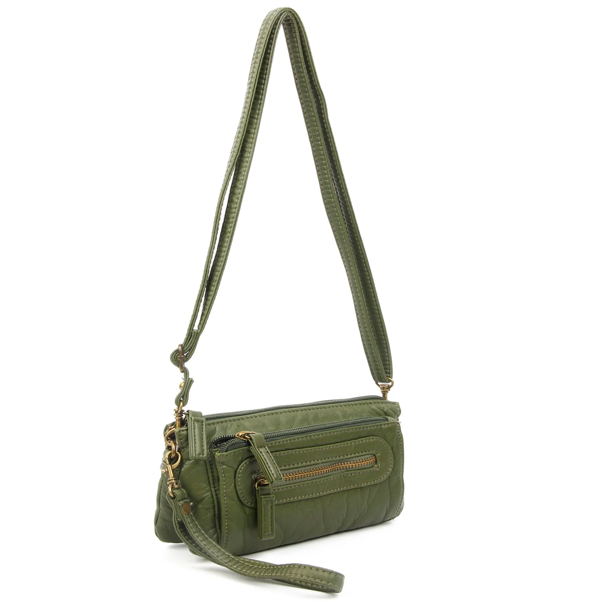 The Anita Three Way Crossbody Wristlet - Army Green