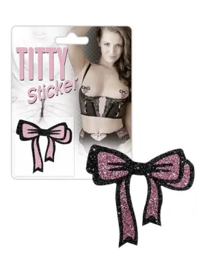 Titty Sticker - Tepelplakkers - Tepel Stikker - Roze Glitter - Strikje