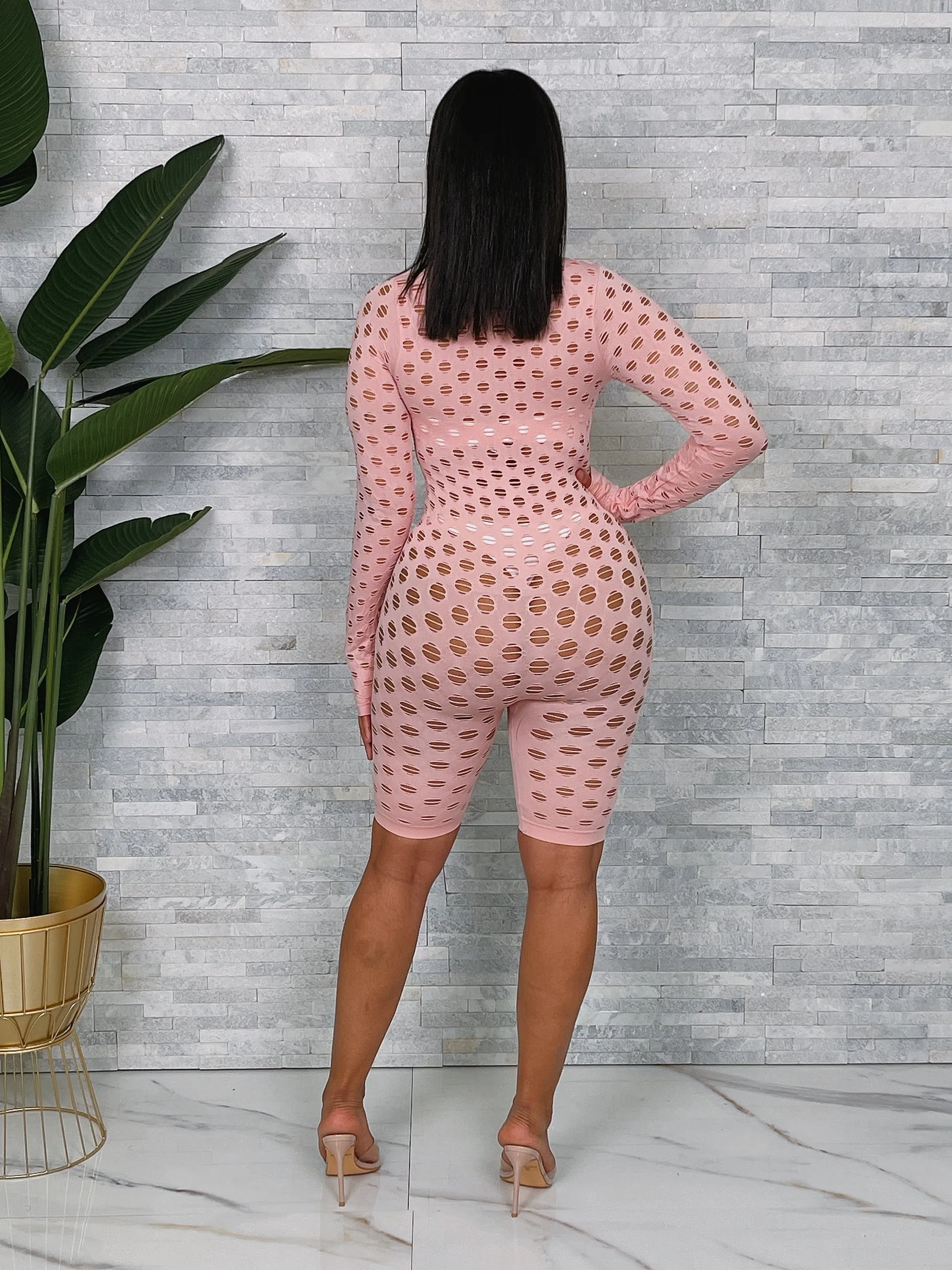 TJP123P - FISHNET ZIP UP ROMPER