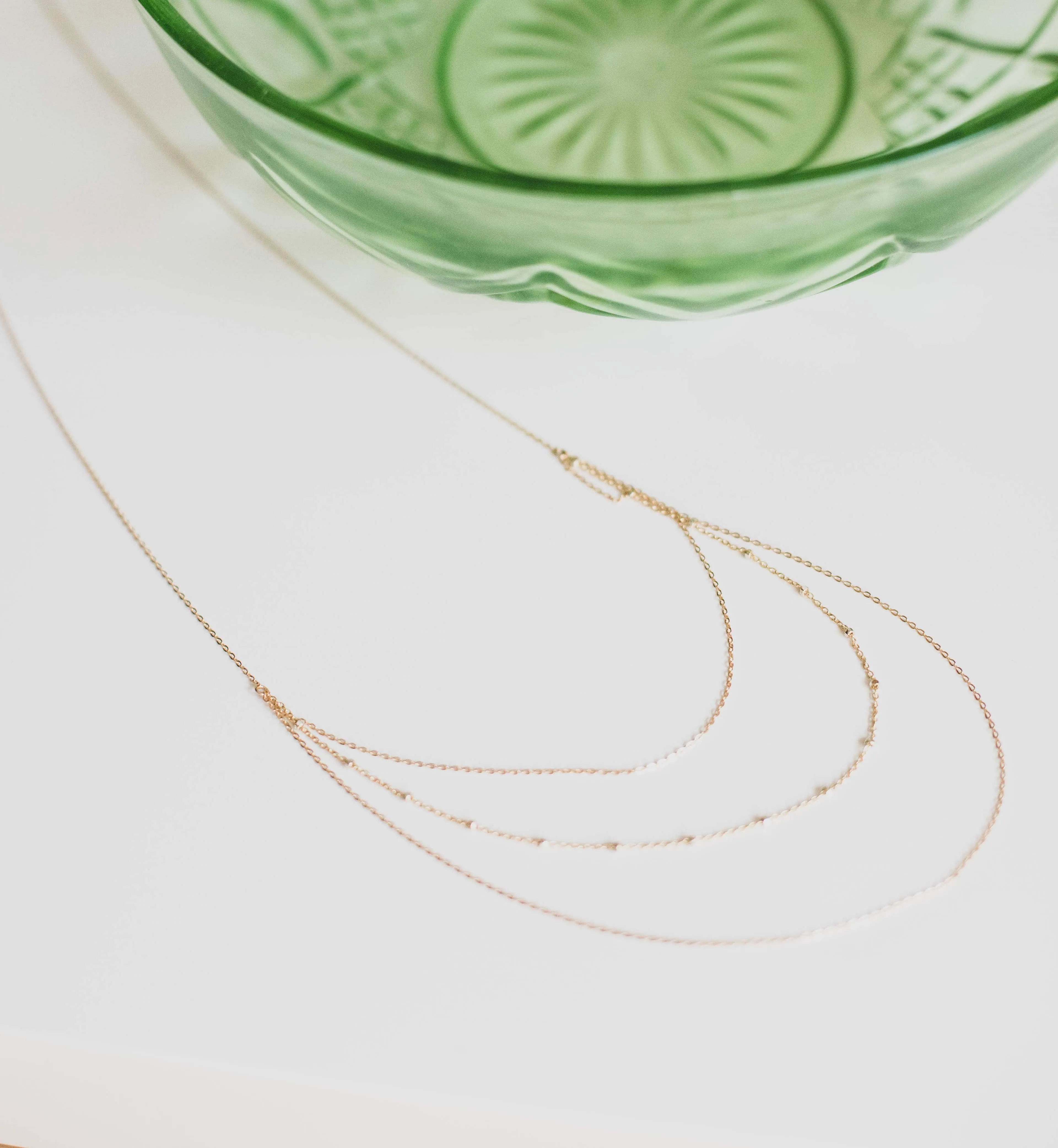 Triple Layer 2-Tone Ball Chain Necklace
