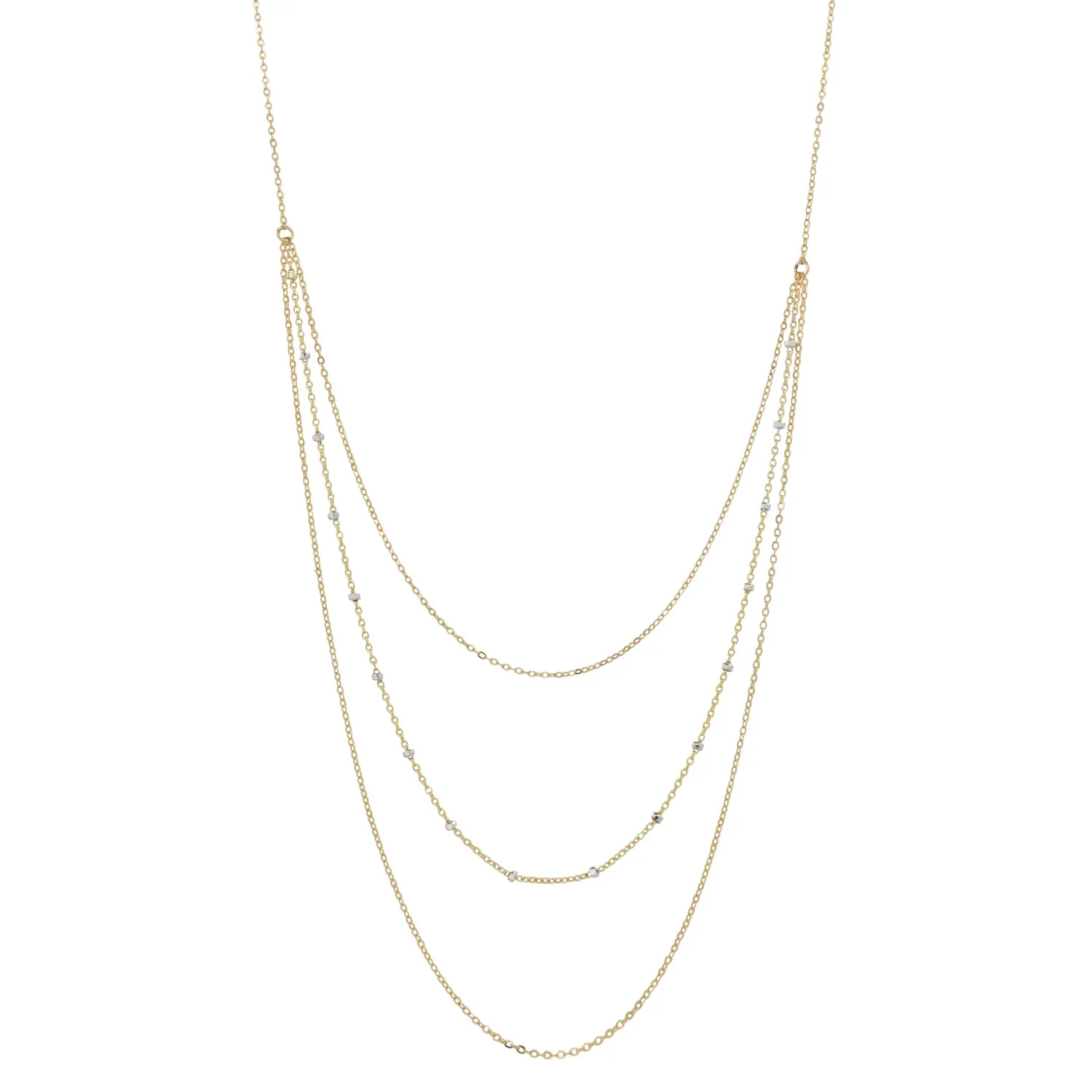 Triple Layer 2-Tone Ball Chain Necklace