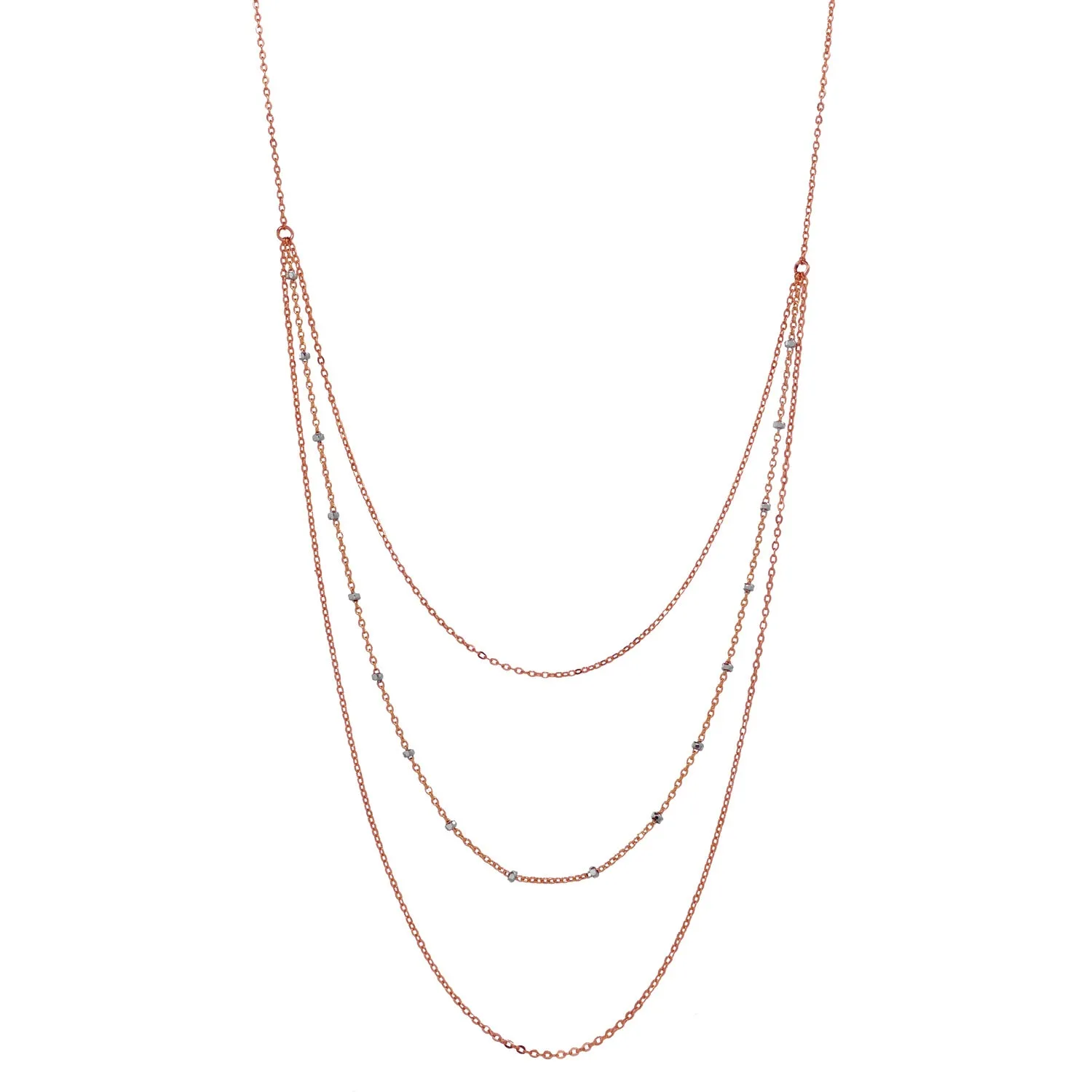 Triple Layer 2-Tone Ball Chain Necklace