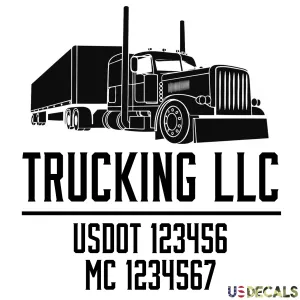 Trucking Company Door Decal with USDOT & MC Lettering Decal Sticker, 2 Pack