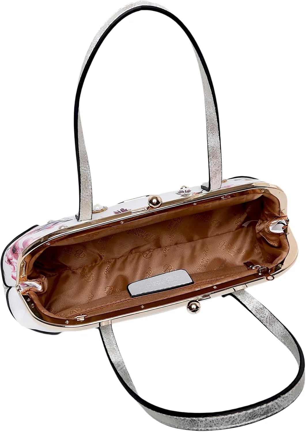 Twilight Garden Handbag with Floral Print & Kiss Lock