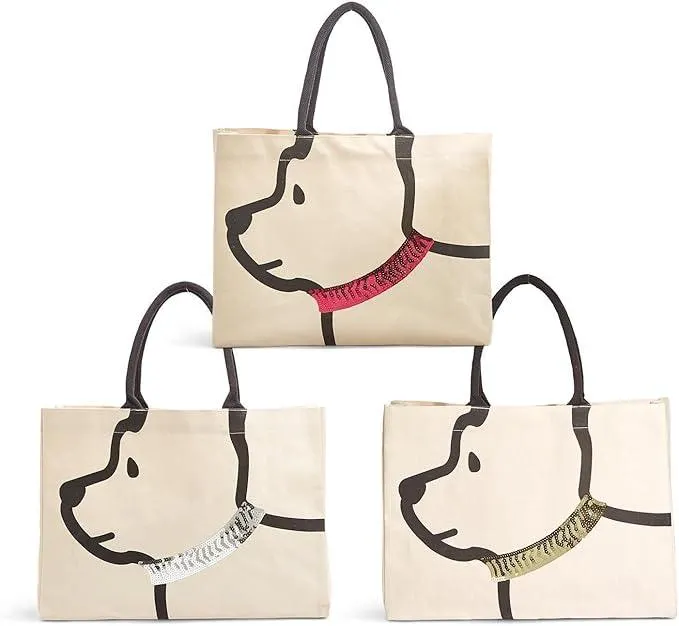 Two's Company Dog Tote Bag Assorted 3 Collar Colors