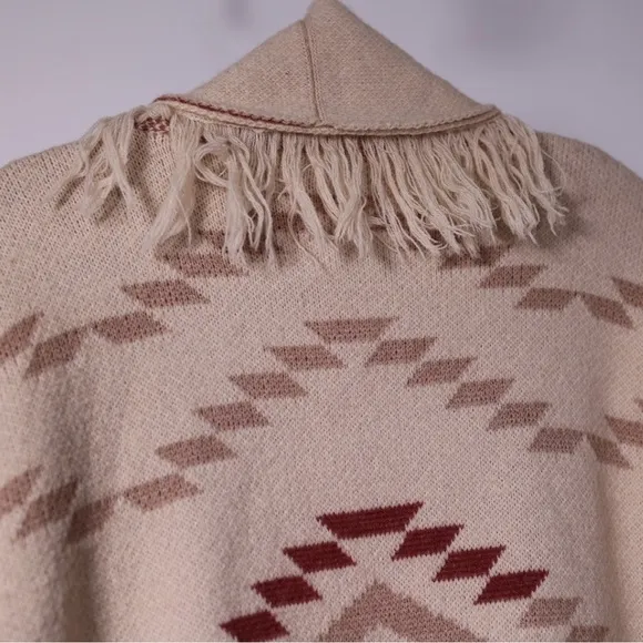 Vici Pocketed Belted Fringe Cardigan, size Small