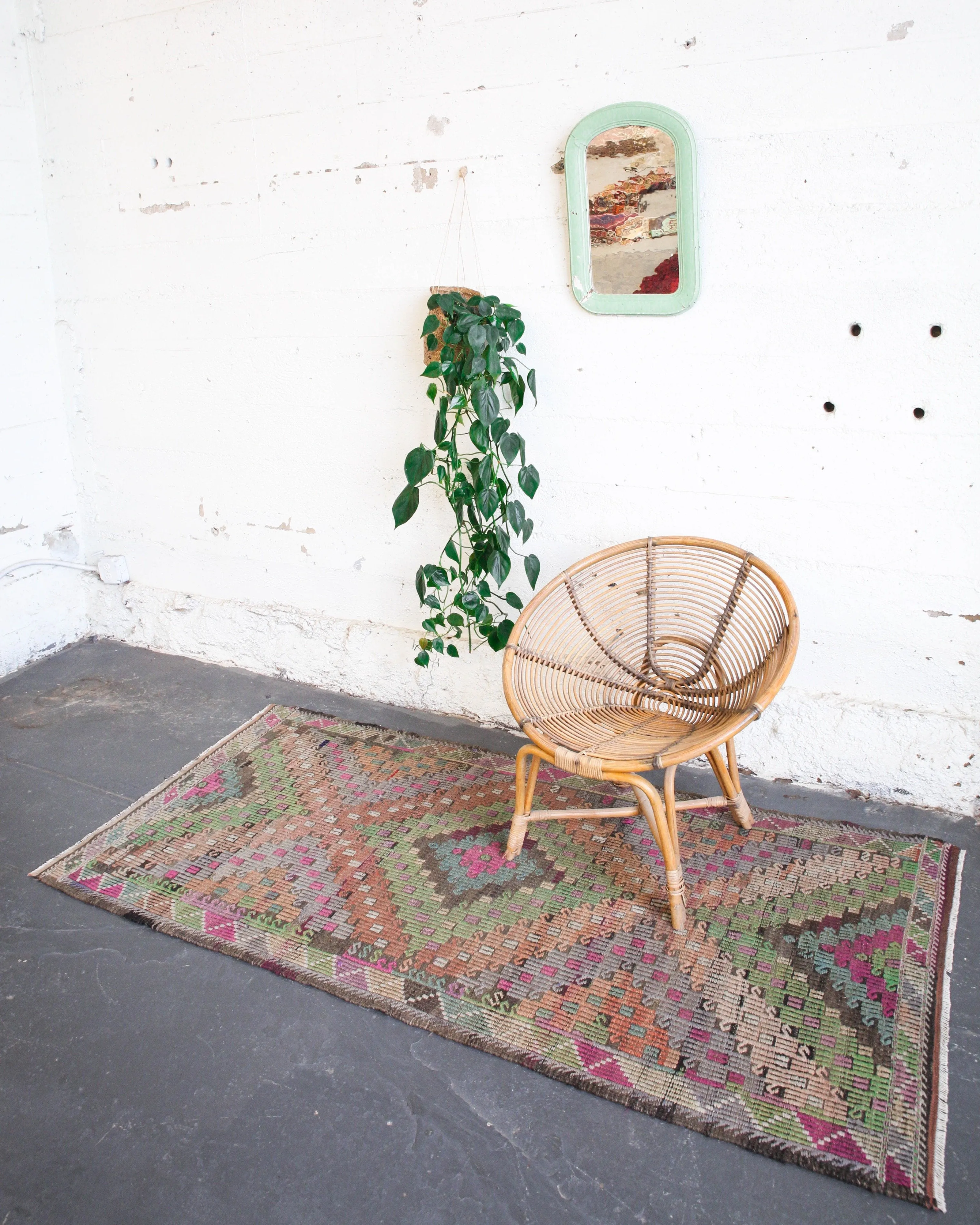 Vintage Anatolian Cicim Kilim Runner 3'6"x6'11"