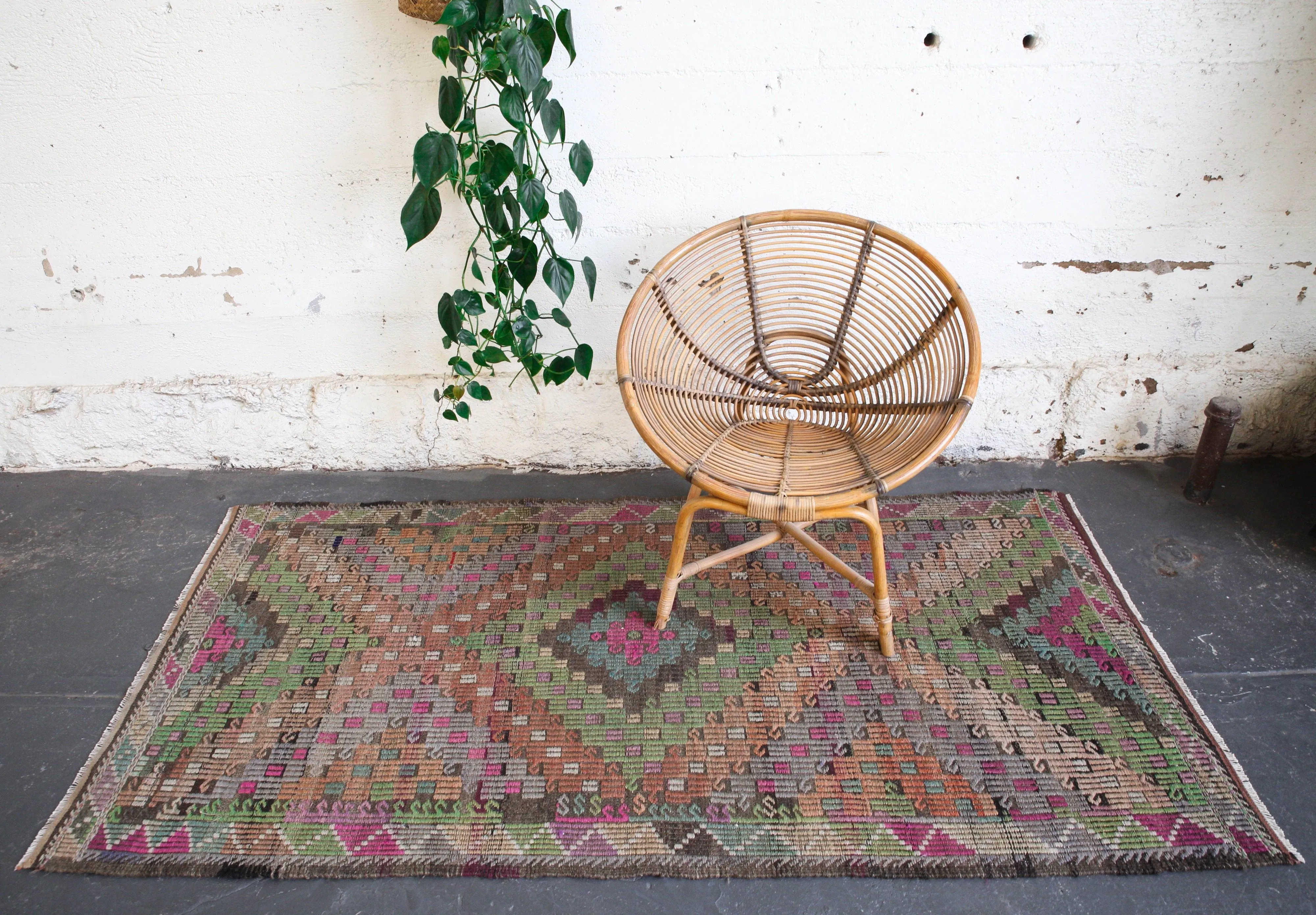 Vintage Anatolian Cicim Kilim Runner 3'6"x6'11"