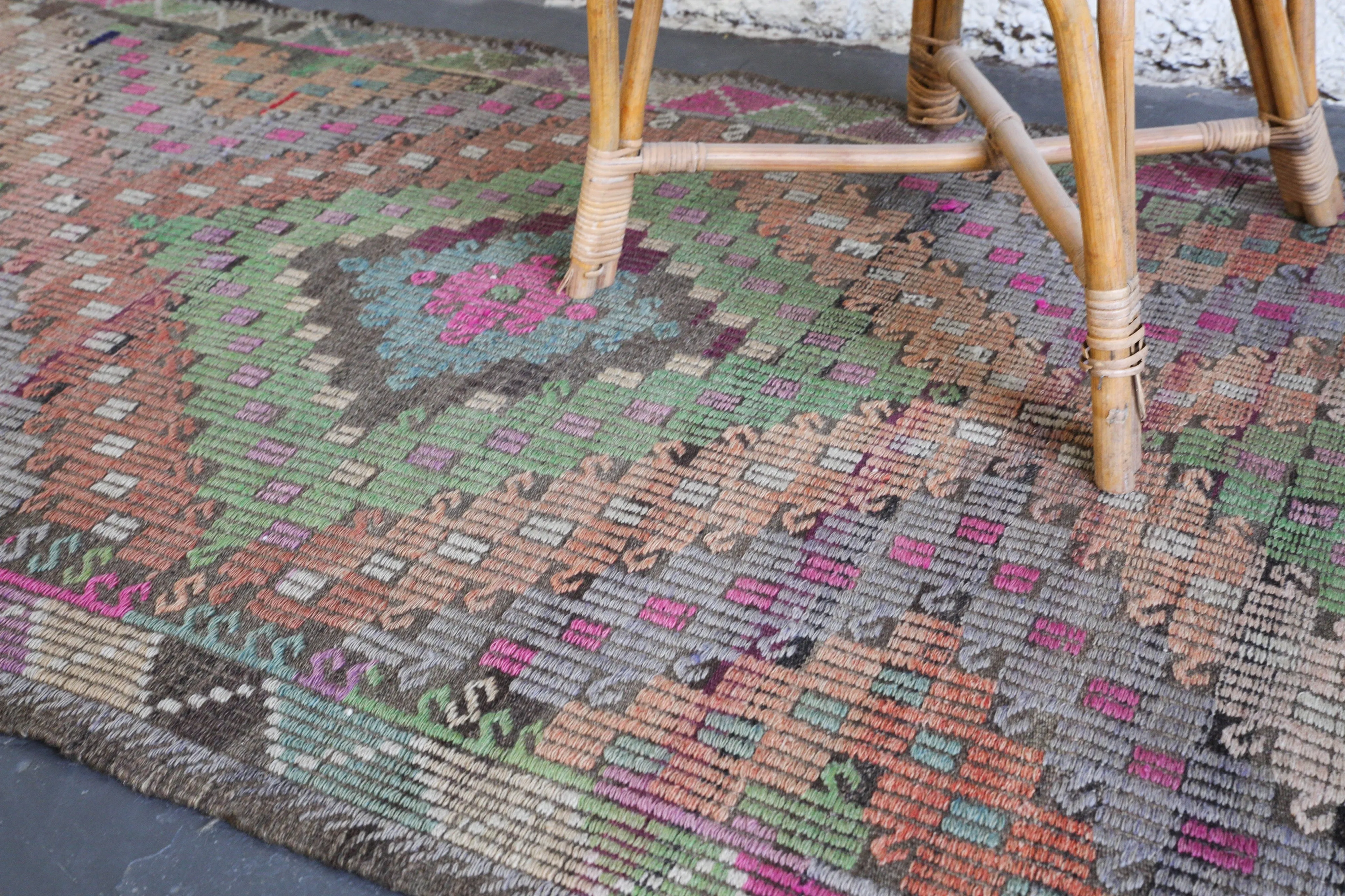 Vintage Anatolian Cicim Kilim Runner 3'6"x6'11"