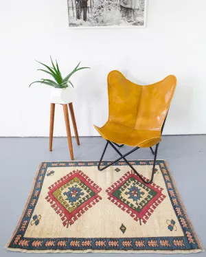 Vintage Mini Turkish Rug 3'6"x4'7"