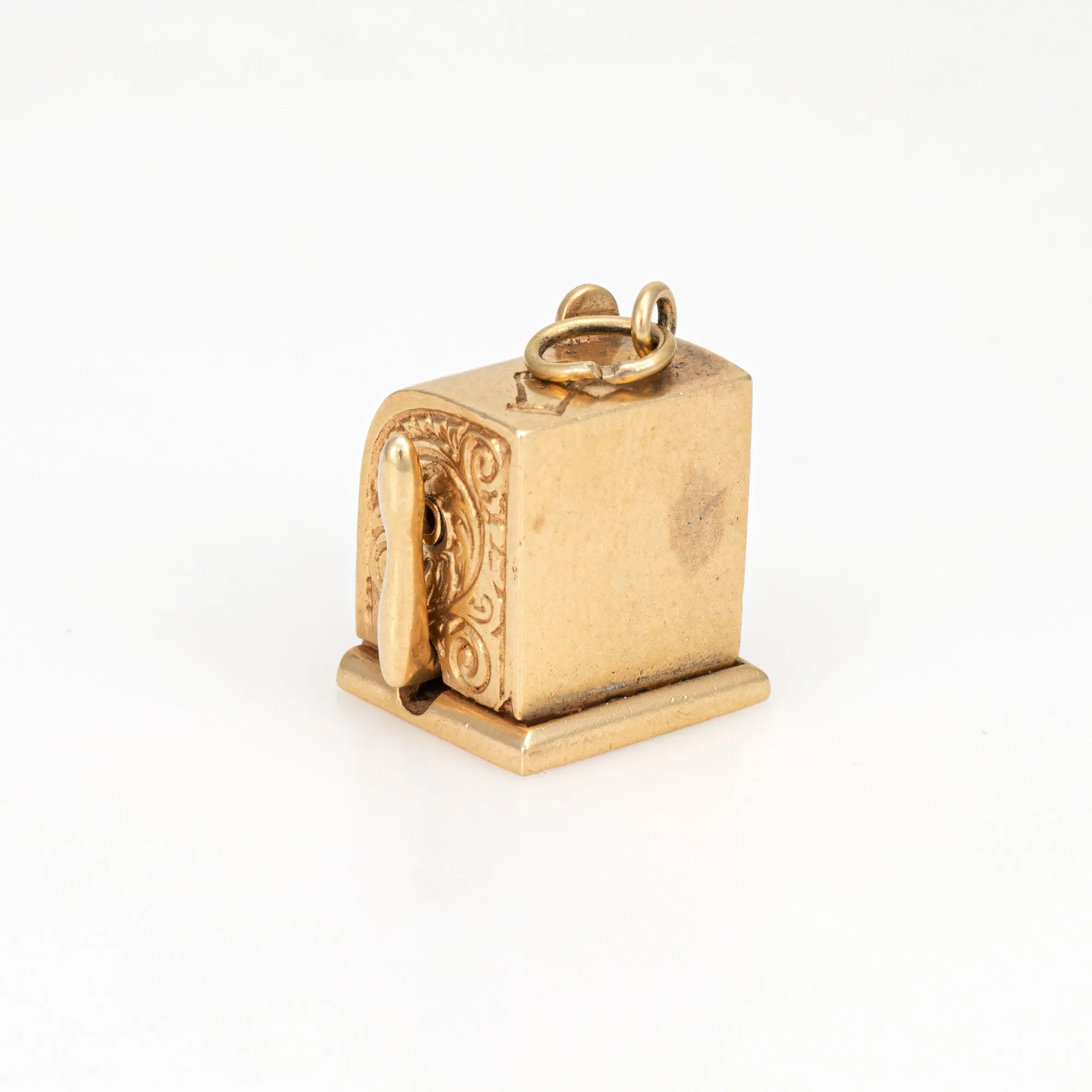 Vintage Slot Machine Charm Moves 14k Yellow Gold Pendant Fine Gambling Jewelry