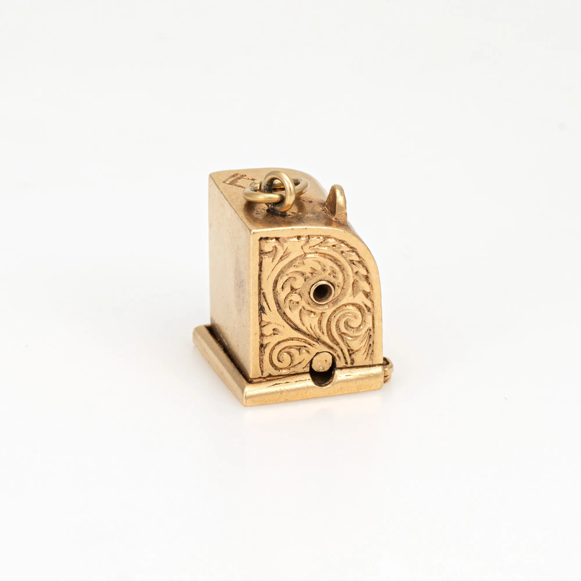 Vintage Slot Machine Charm Moves 14k Yellow Gold Pendant Fine Gambling Jewelry