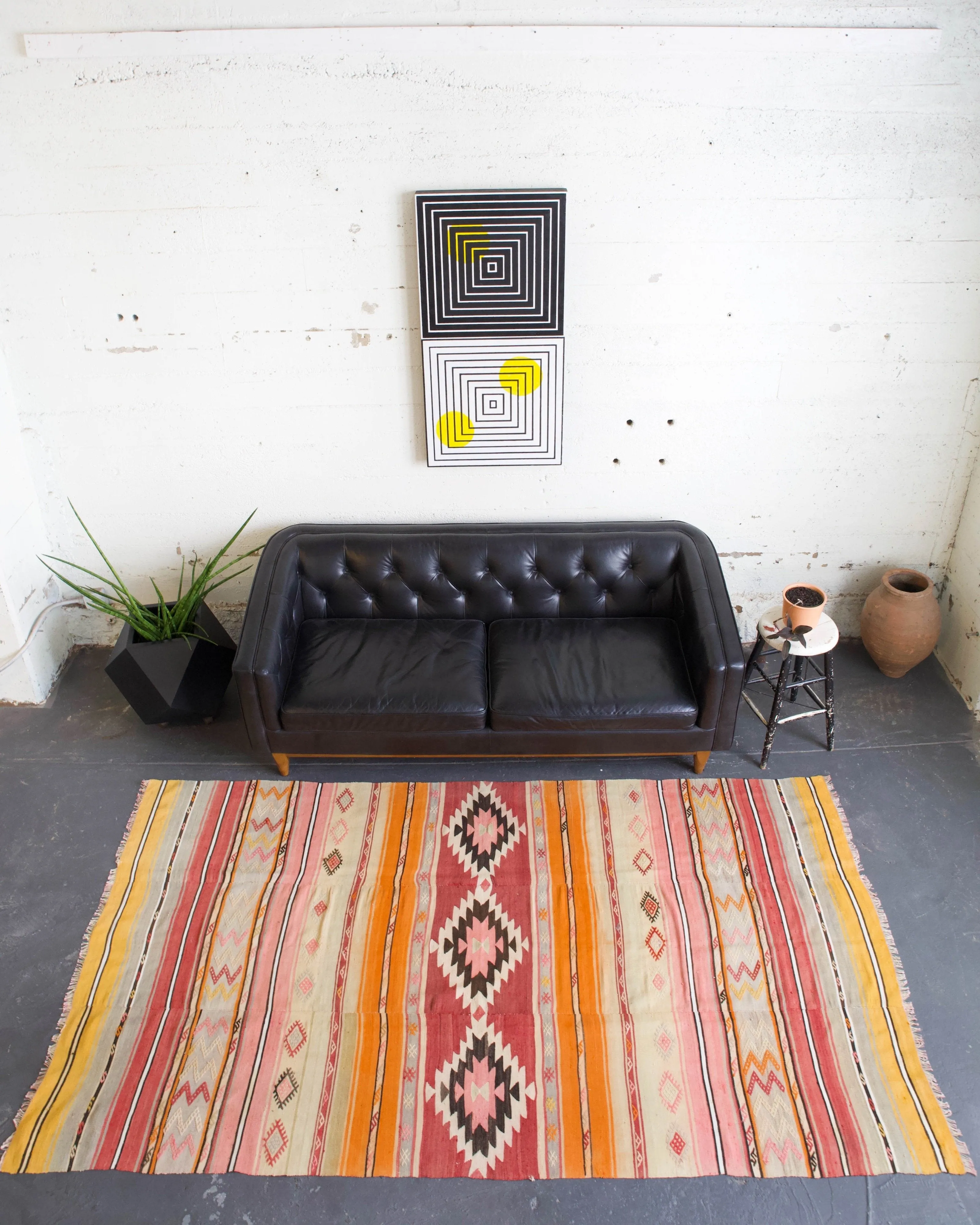 Vintage Turkish western Anatolian Kilim Rug