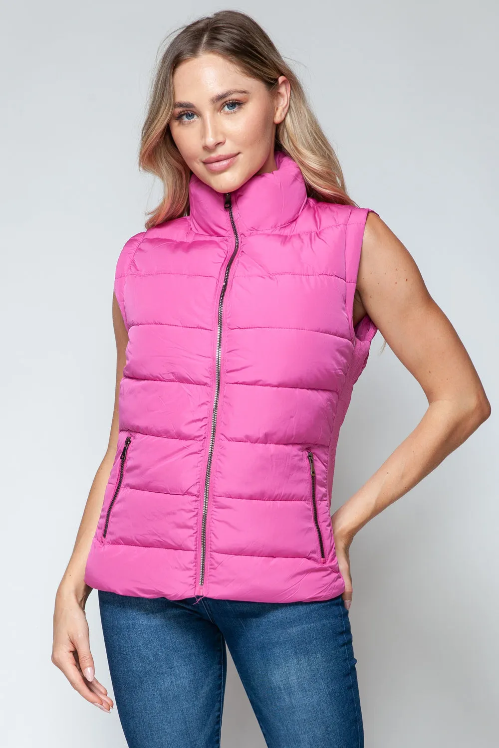 Violet Zip Up Turtleneck Vest with Pockets