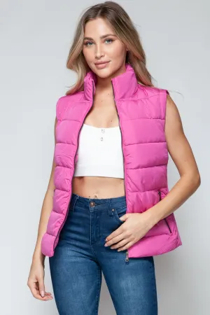Violet Zip Up Turtleneck Vest with Pockets