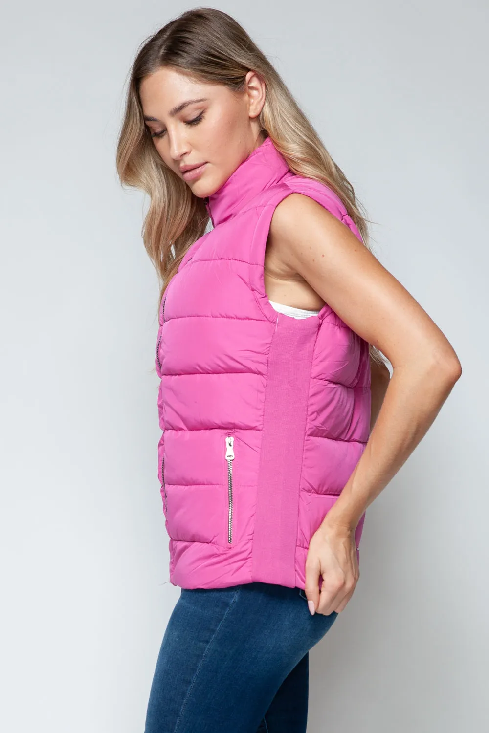 Violet Zip Up Turtleneck Vest with Pockets