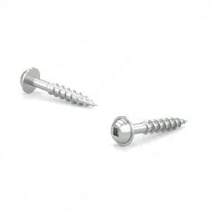 Vis à bois zinguée, tête cylindrique bombée à rondelle, empreinte carrée, gros filet, pointe bois régulier