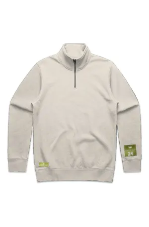 WOLFPACK UNLTD "STENCIL HALF ZIP" PREMIUM HEAVYWEIGHT SWEATER | ECRU BEIGE