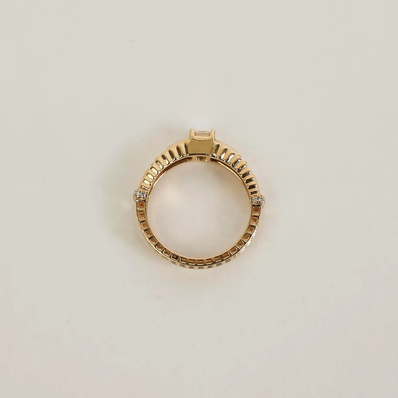 Woven Open Pleated Solitaire Princess Diamond Ring