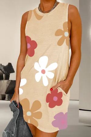 Wyanetta Pocketed Printed Round Neck Tank Dress