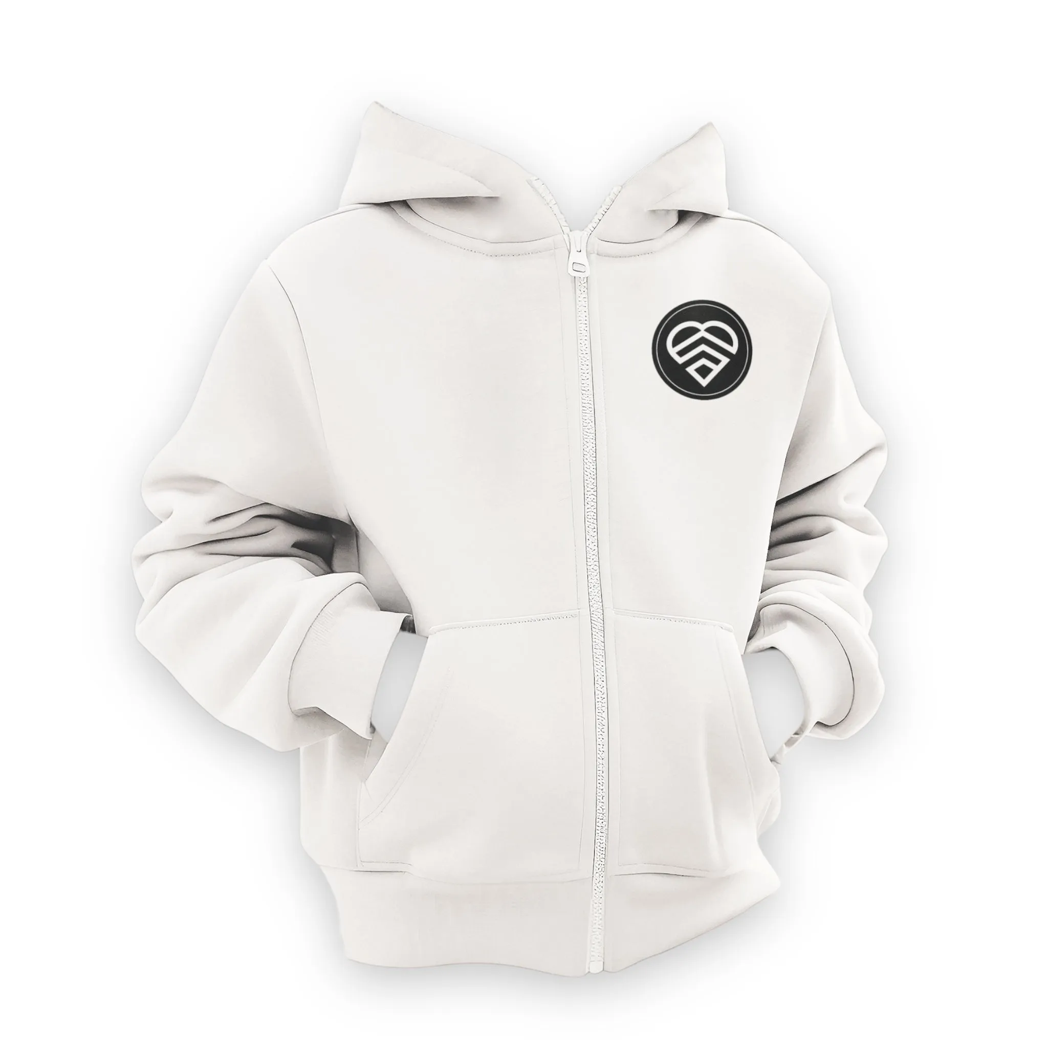 Youth Logo Statement Zip Up Hoodie - White