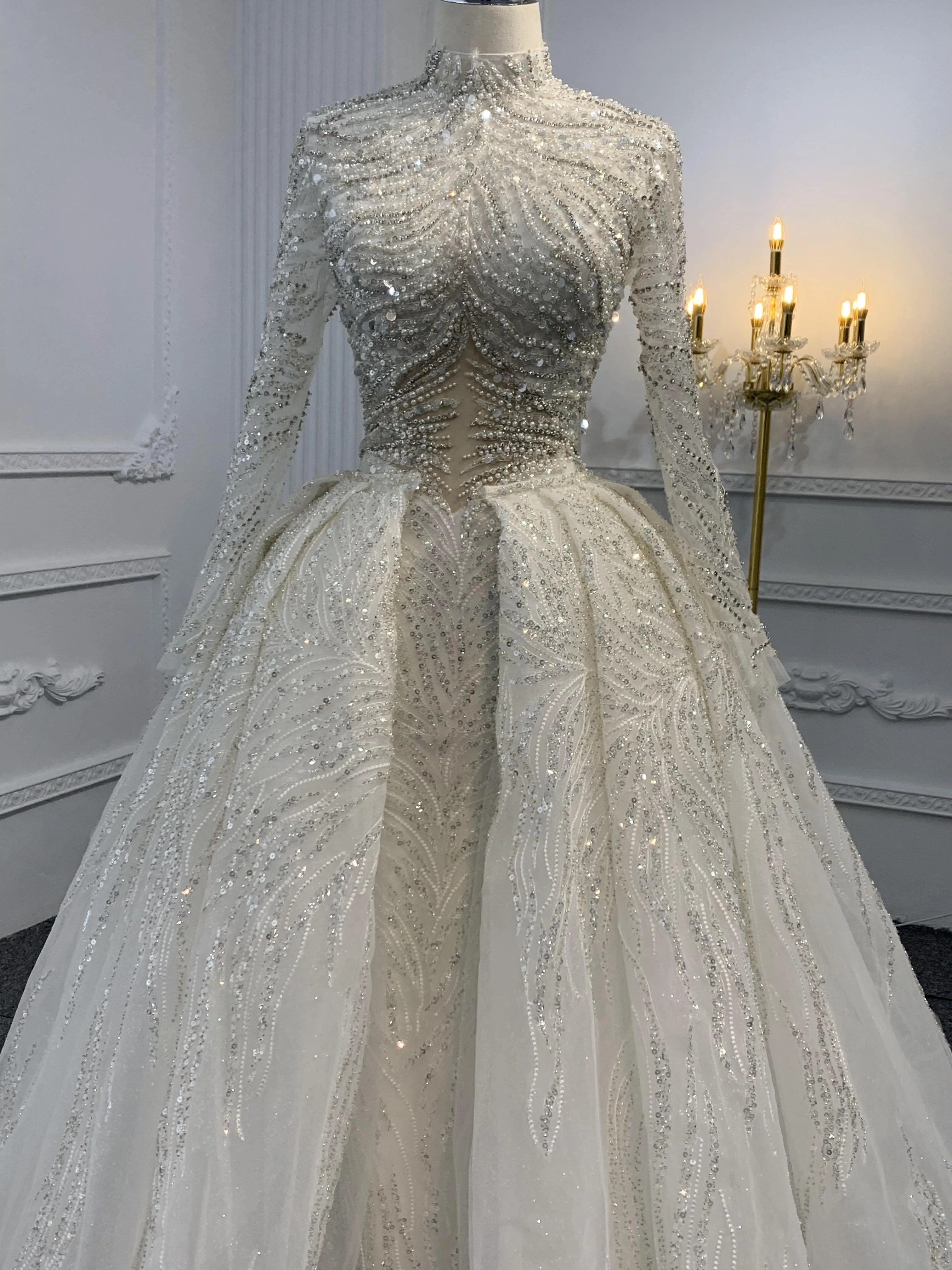 Z035-BYG SPEICAL OWN DESIGN WITH SUPER HEAVY BEADING MERMAID DRESS