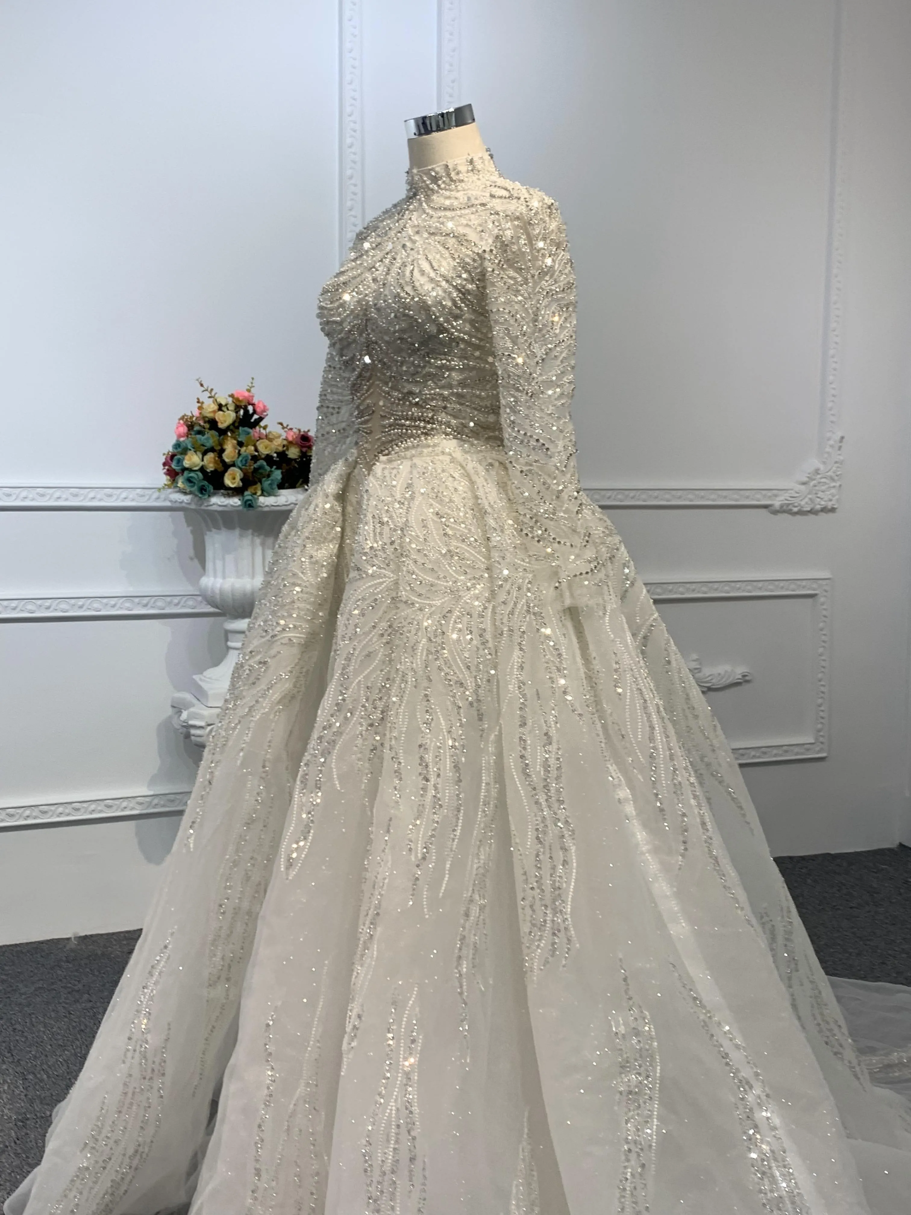 Z035-BYG SPEICAL OWN DESIGN WITH SUPER HEAVY BEADING MERMAID DRESS