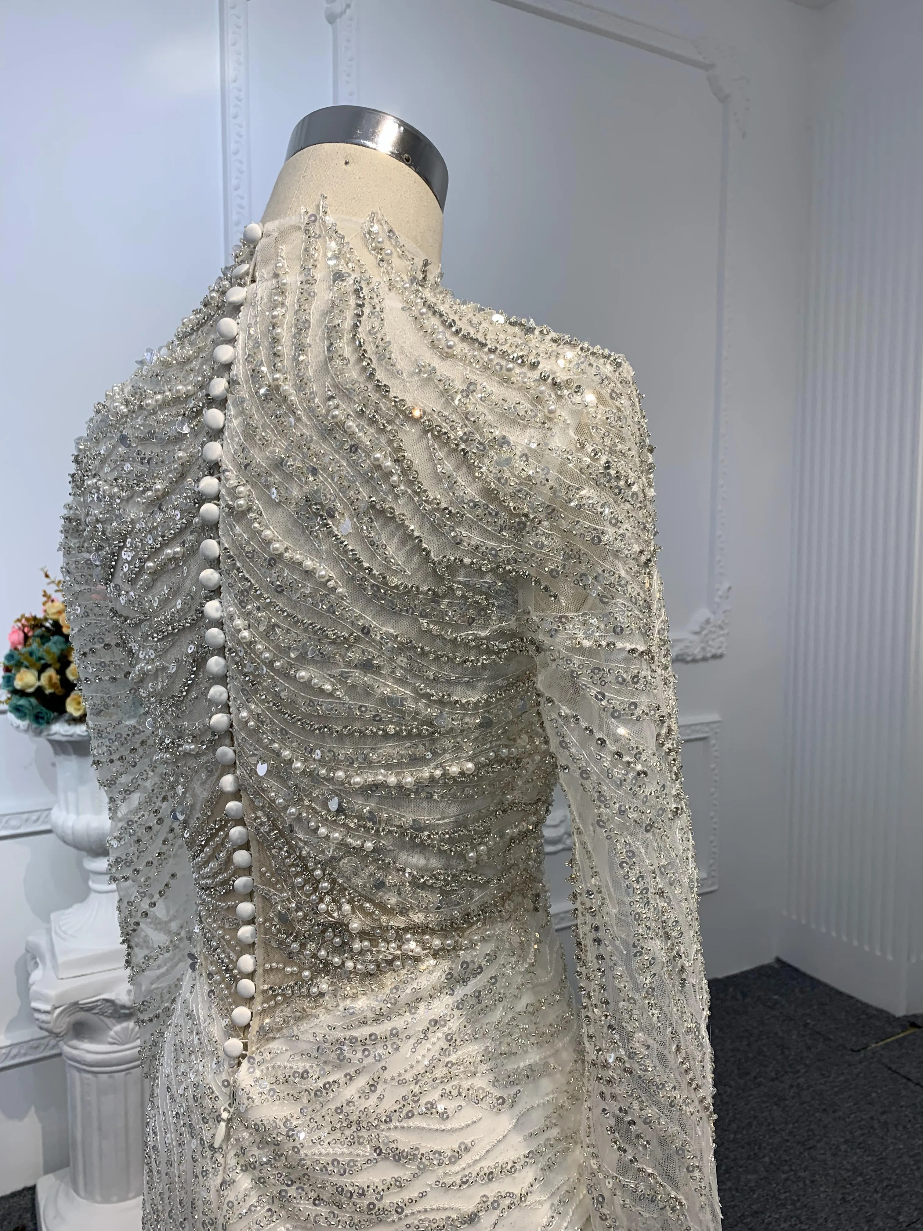 Z035-BYG SPEICAL OWN DESIGN WITH SUPER HEAVY BEADING MERMAID DRESS