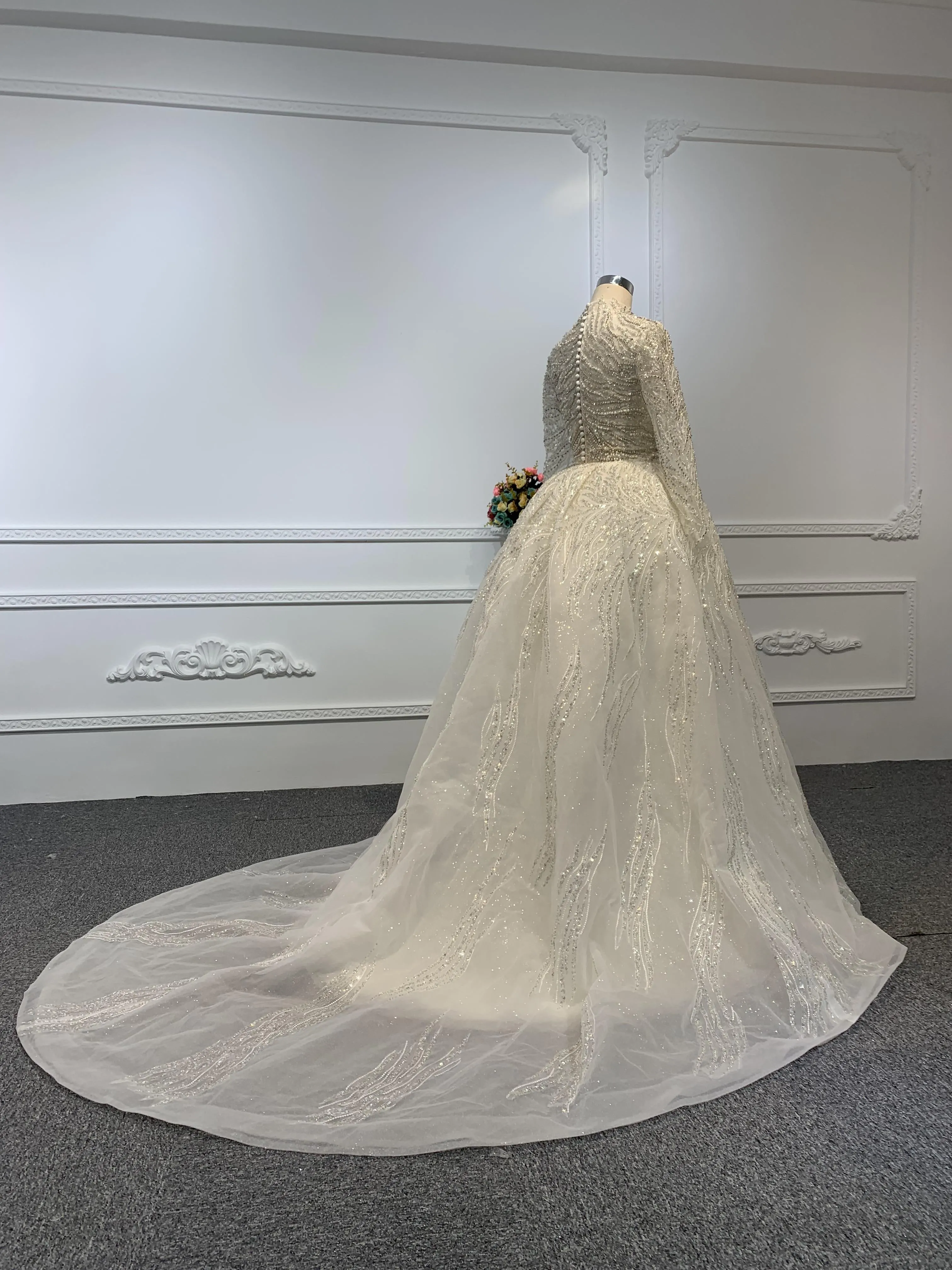 Z035-BYG SPEICAL OWN DESIGN WITH SUPER HEAVY BEADING MERMAID DRESS