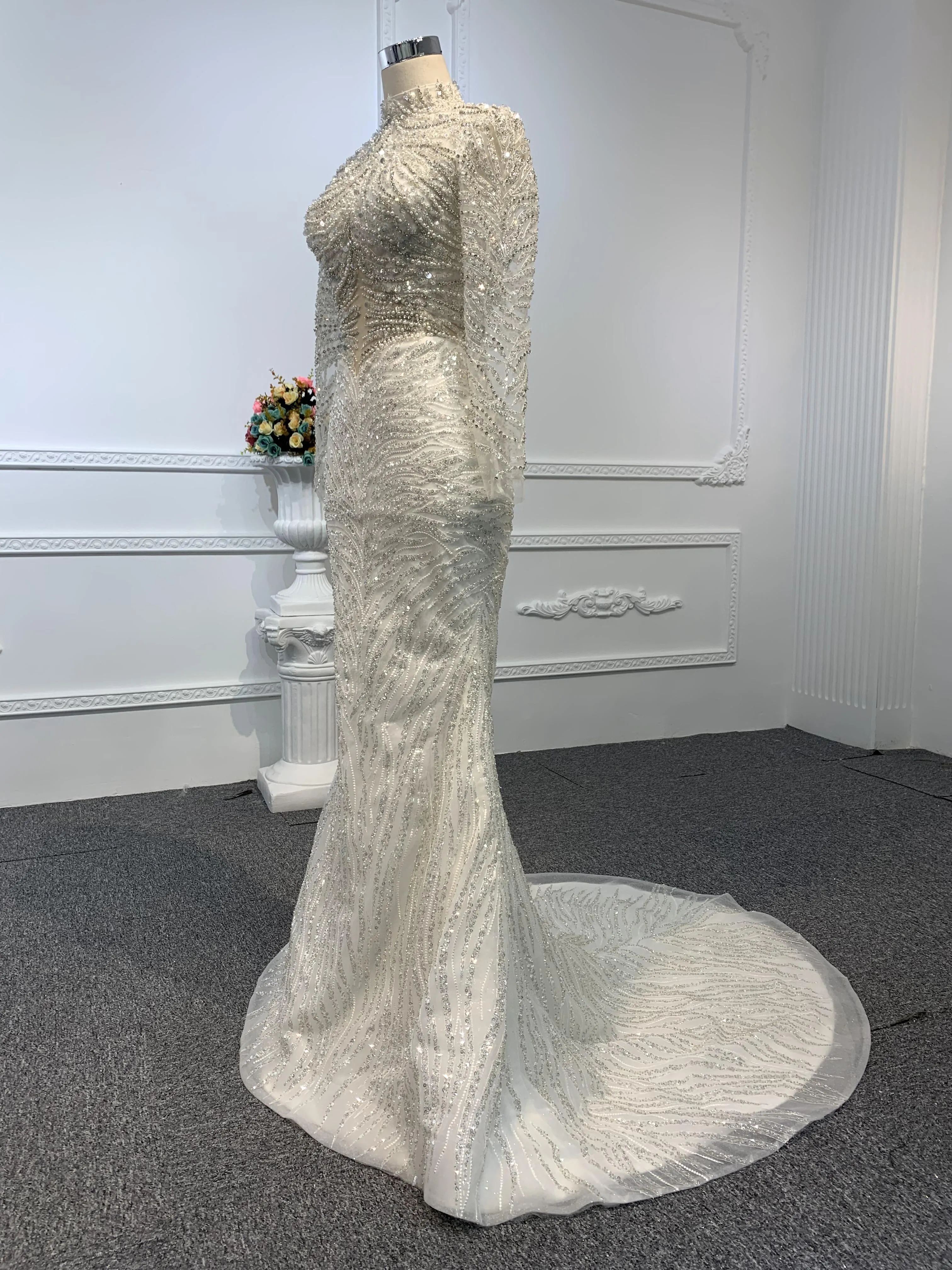 Z035-BYG SPEICAL OWN DESIGN WITH SUPER HEAVY BEADING MERMAID DRESS