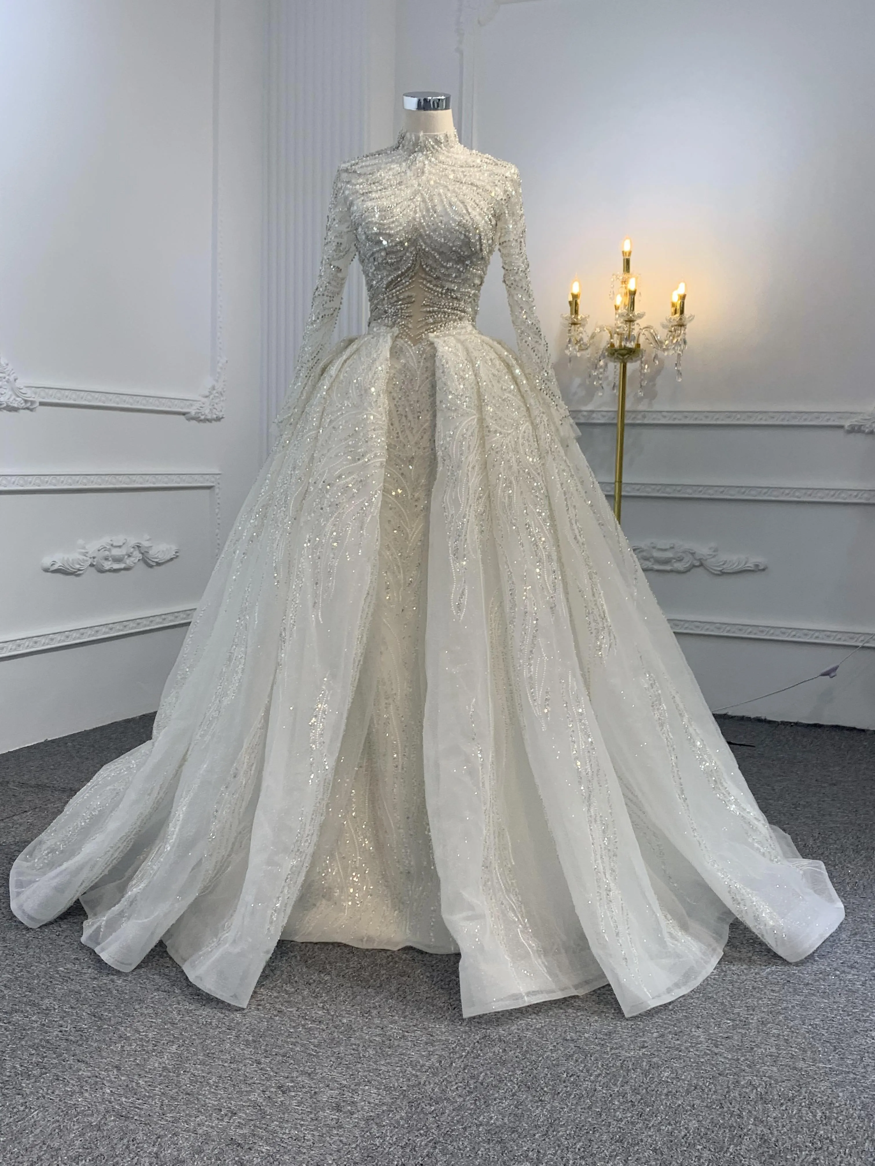 Z035-BYG SPEICAL OWN DESIGN WITH SUPER HEAVY BEADING MERMAID DRESS