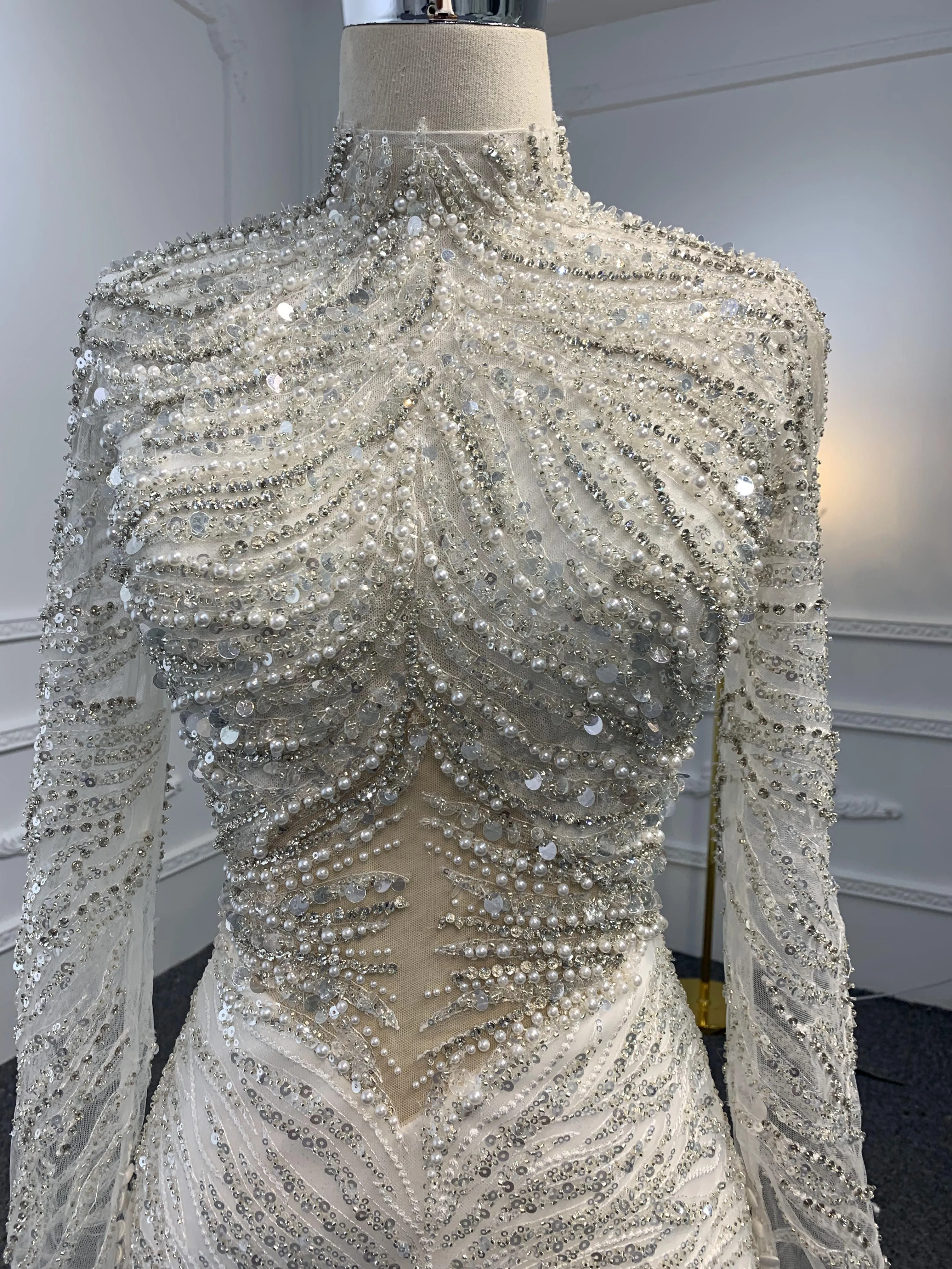 Z035-BYG SPEICAL OWN DESIGN WITH SUPER HEAVY BEADING MERMAID DRESS